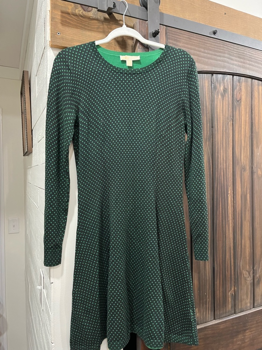 Women’s Michael Kors -Sleeve Green Polka Dot Knit Dress